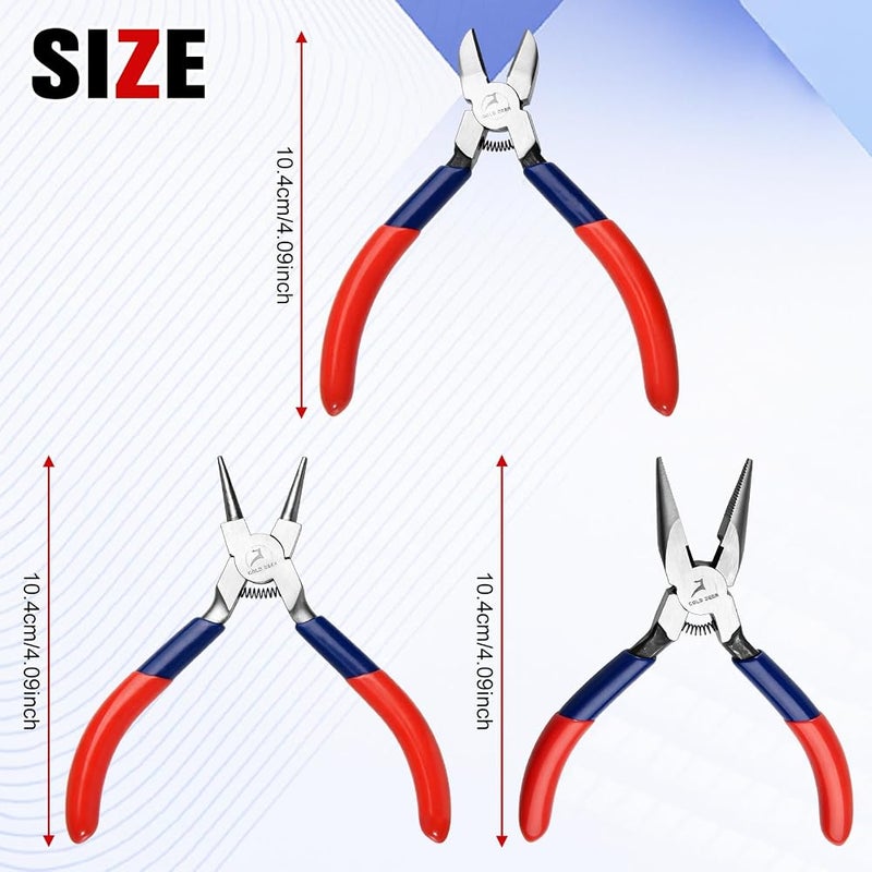 Gold Deer 3 Pcs Jewelry Pliers Set Jewelry Making Tool Kit with Mini Needle Nose Pliers/Chain Nose Plier, Round Noses Plier and Wire Cutter for Jewelrys Making, Beading, Repairs, and DIY Crafts - Image 4