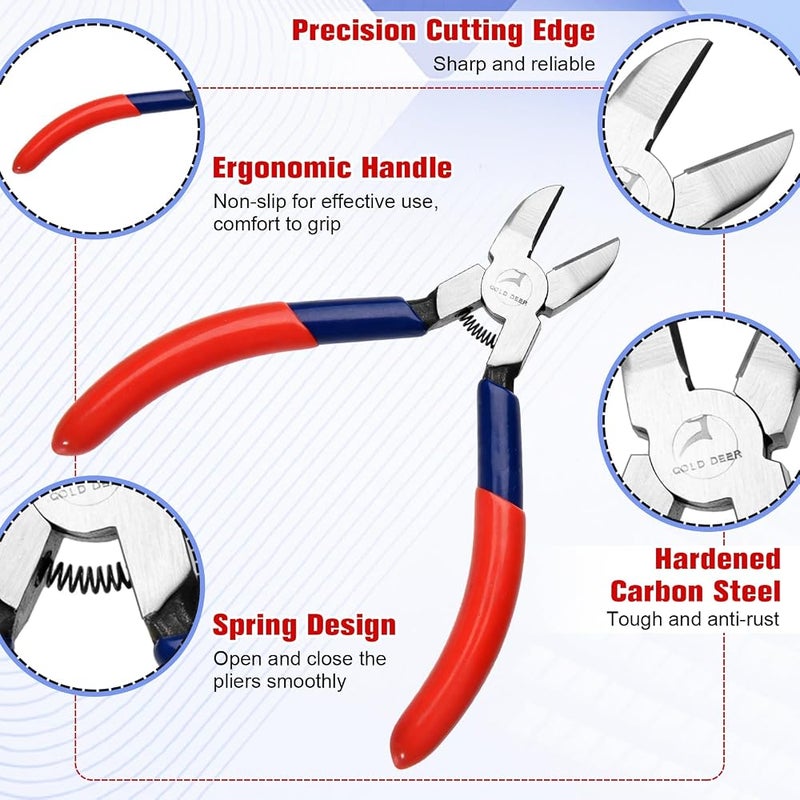 Gold Deer 3 Pcs Jewelry Pliers Set Jewelry Making Tool Kit with Mini Needle Nose Pliers/Chain Nose Plier, Round Noses Plier and Wire Cutter for Jewelrys Making, Beading, Repairs, and DIY Crafts - Image 2