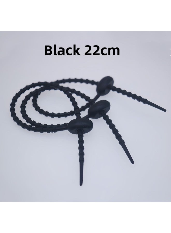 Loquat Tadpole Tie DIY Live Buckle Writer Soft Glue Tie Keychain Jewelry Bag Doll Lanyard Decoration Accessories-Color:Black 22cm - Image 1