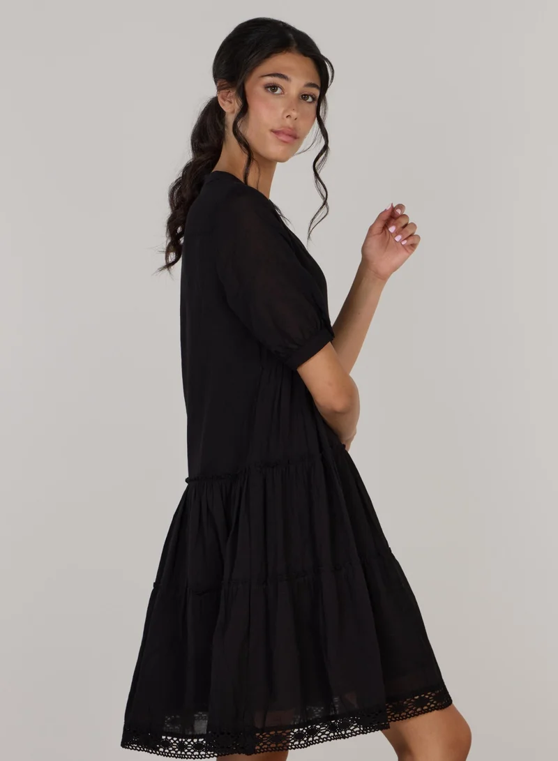 Just Nature  Gemma High Waist V-Neck Tiered Mini Dress for Women | Best Price UAE