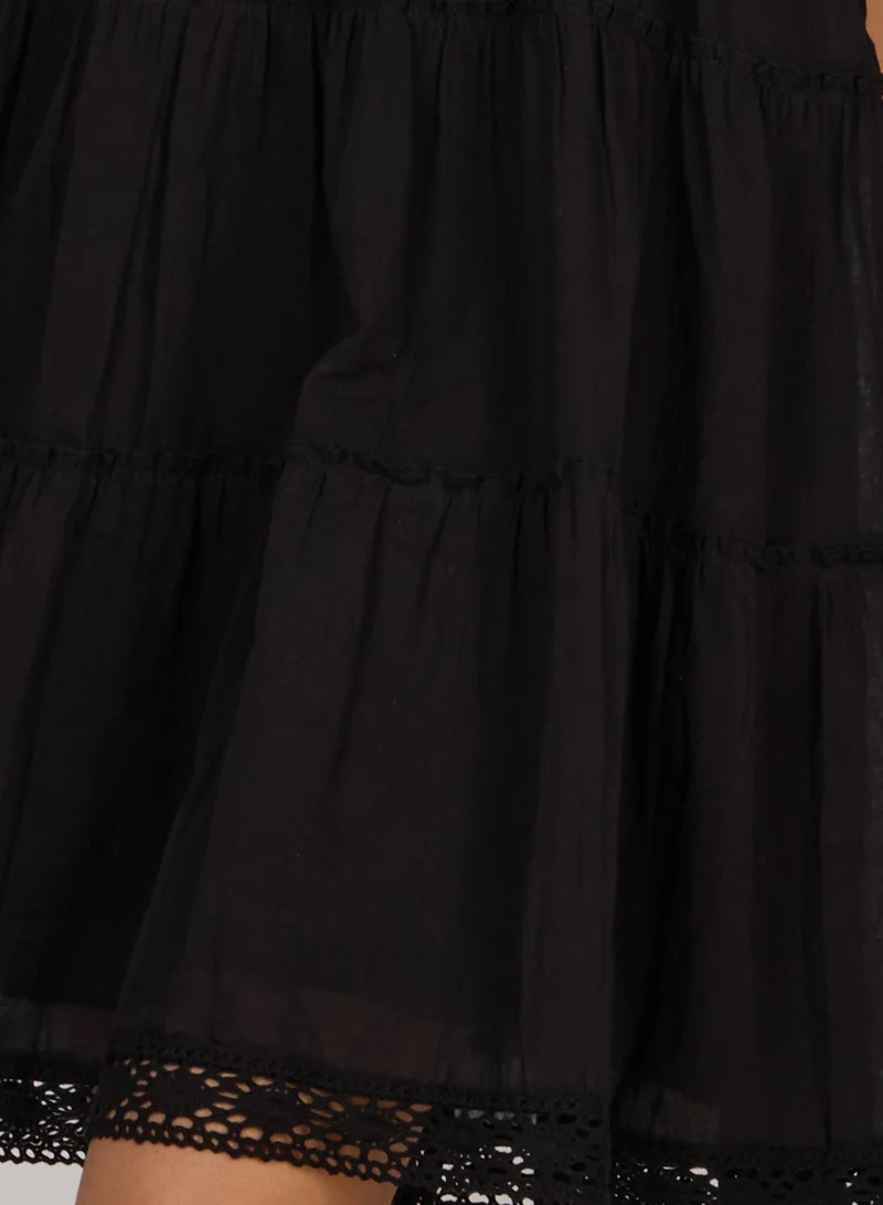 Just Nature  Gemma High Waist V-Neck Tiered Mini Dress for Women | Best Price UAE
