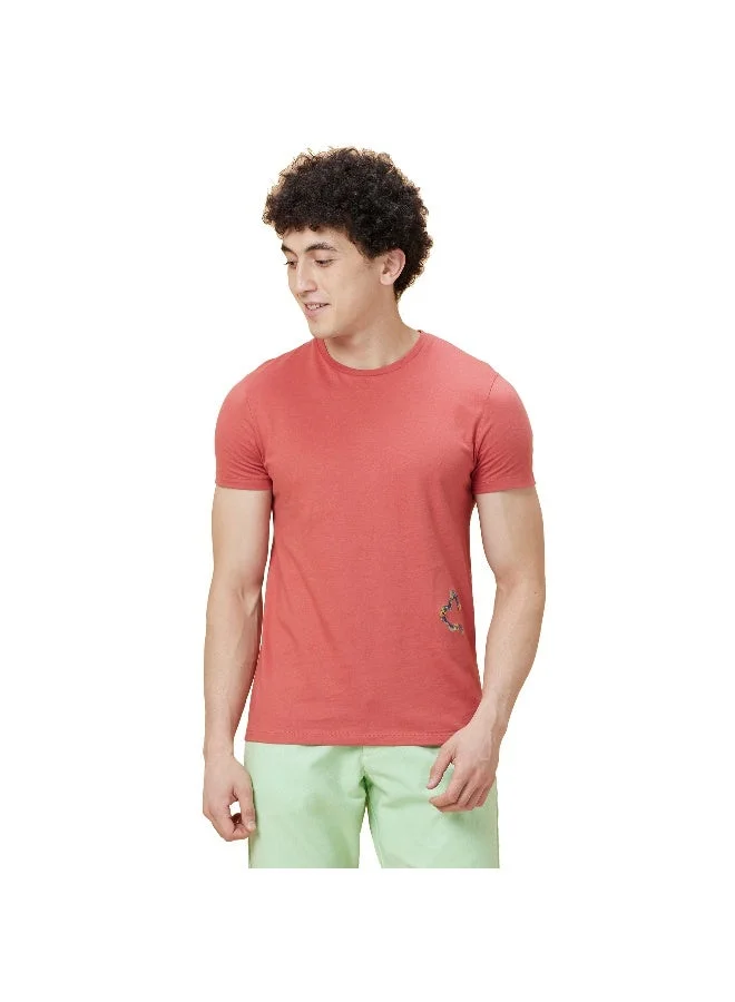 بيينغ هيومان Mens Mineral Red Round Neck Short Sleeve T-Shirt
