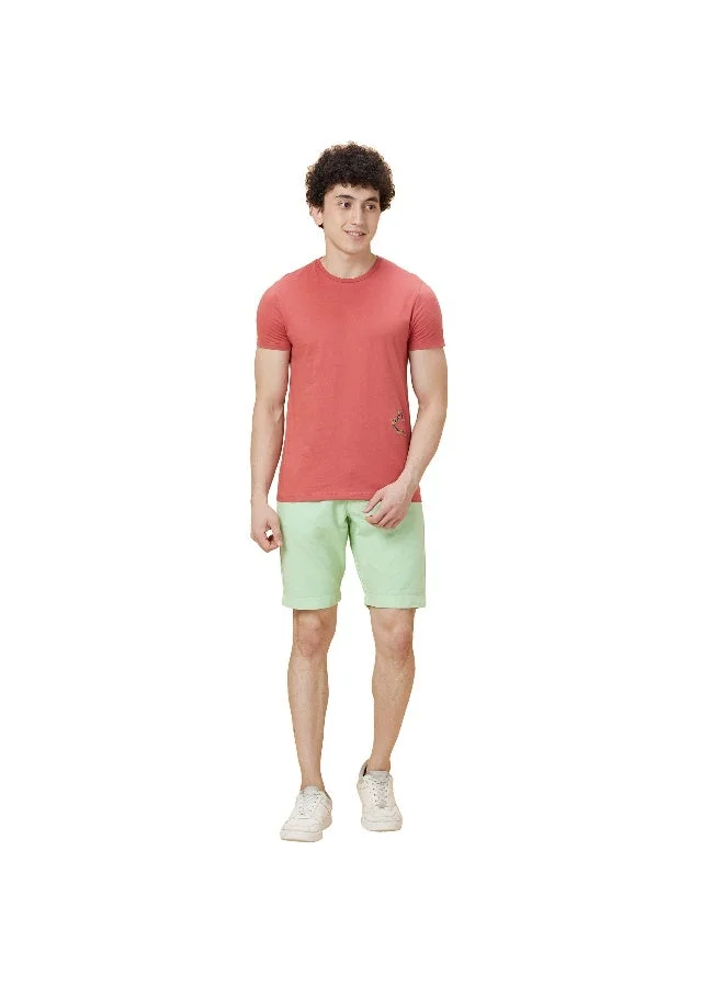 بيينغ هيومان Mens Mineral Red Round Neck Short Sleeve T-Shirt