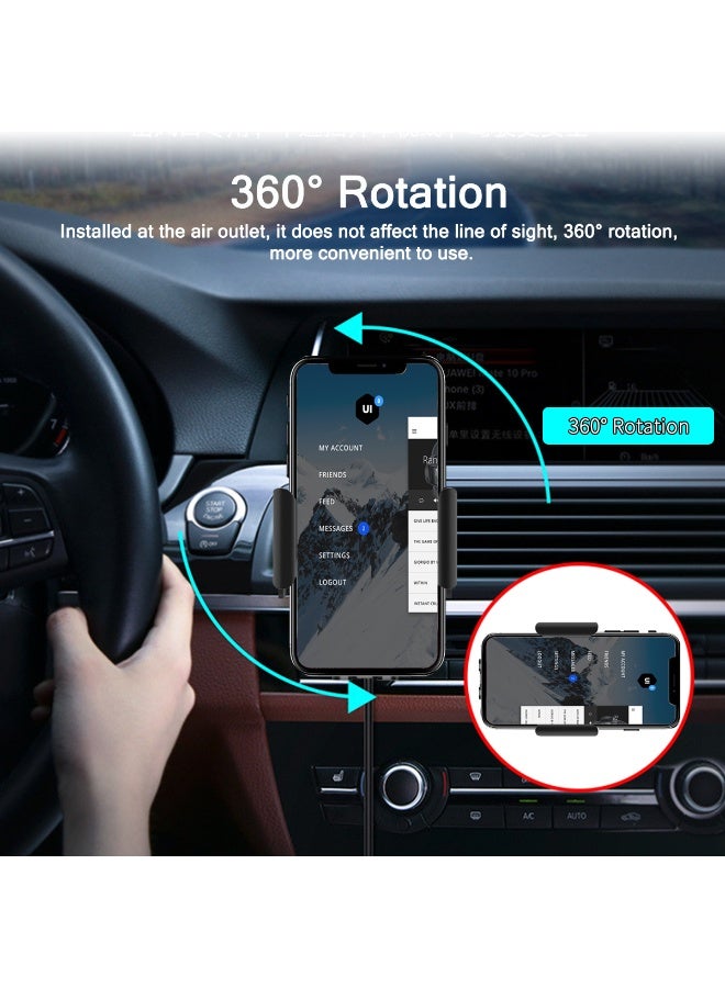iSmart Universal Wireless Car Charger With Mount Bracket Smartphones Holder Infrared Sensing Wireless Fast Charging Vehicle Dock, 3in1 Air Vent, Dashboard and Rear View Black - Image 2