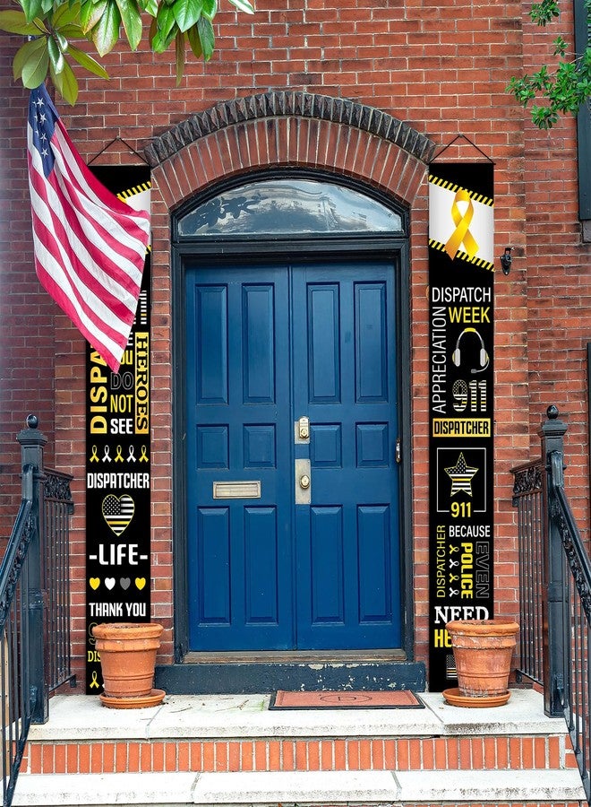 ojustbeok Dispatch Appreciation Week Hanging Banner 911 Dispatchers Porch Sign Banner for 911 Dispatcher First Responder Banner Decorations Party Supplies for Front Door Indoor Outdoor Dispatching Center - Image 4