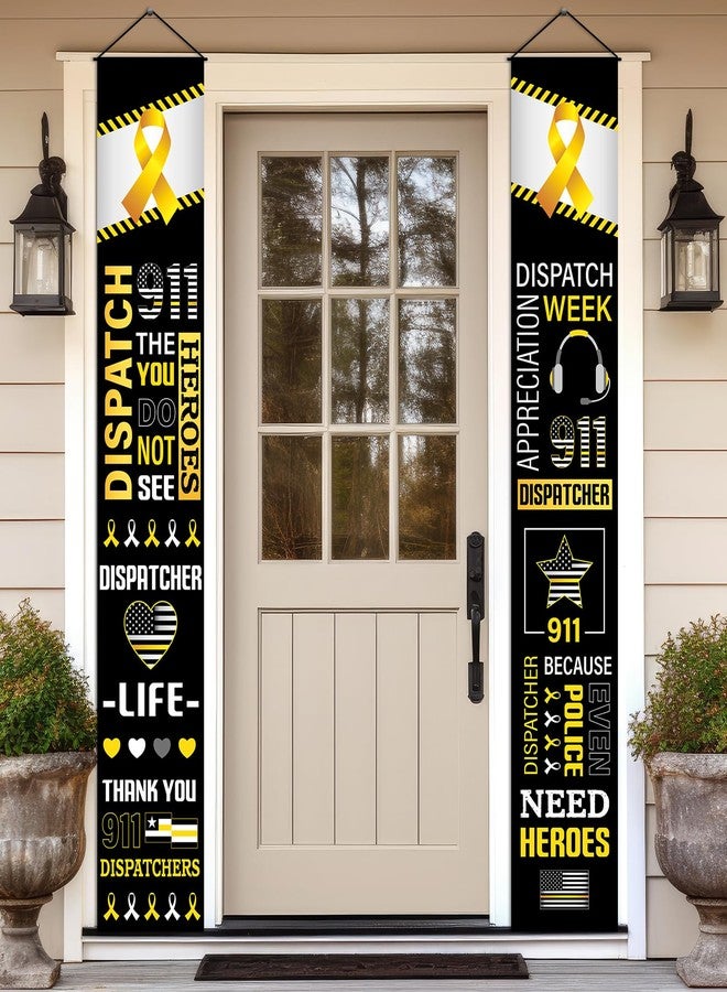 ojustbeok Dispatch Appreciation Week Hanging Banner 911 Dispatchers Porch Sign Banner for 911 Dispatcher First Responder Banner Decorations Party Supplies for Front Door Indoor Outdoor Dispatching Center - Image 1