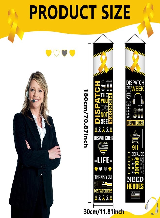 ojustbeok Dispatch Appreciation Week Hanging Banner 911 Dispatchers Porch Sign Banner for 911 Dispatcher First Responder Banner Decorations Party Supplies for Front Door Indoor Outdoor Dispatching Center - Image 2
