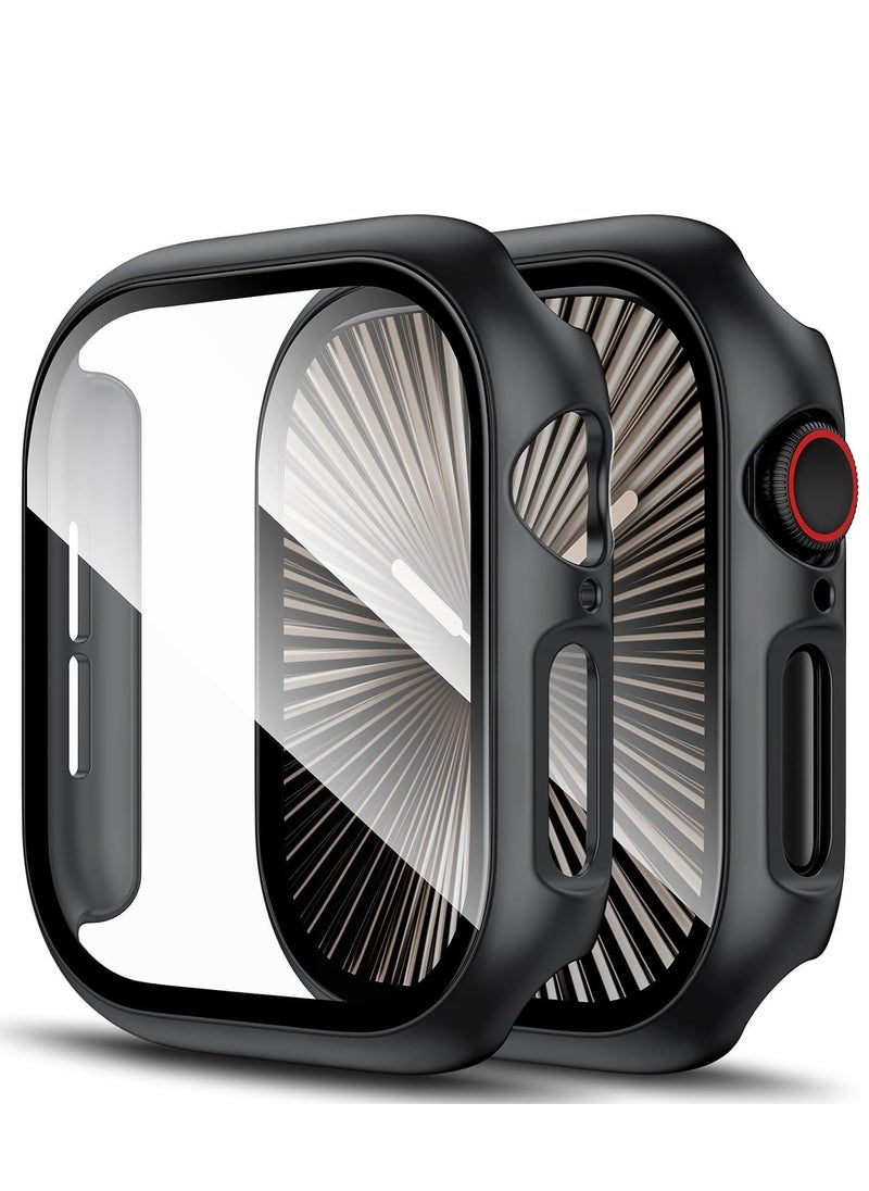 Generic Hard Case Compatible with Apple Watch Series 10 46mm(2024), with 9H Tempered Glass Screen Protector [360° Shockproof + Anti Scratch] Cover for iWatch S10 46mm-Black  - Image 1