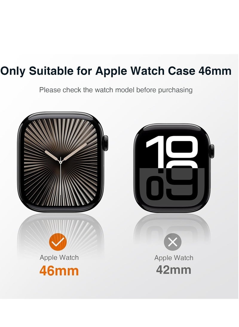 Generic - Hard Case Compatible with Apple Watch Series 10 46mm(2024), with 9H Tempered Glass Screen Protector [360° Shockproof + Anti Scratch] Cover for iWatch S10 46mm-Black - Image 1