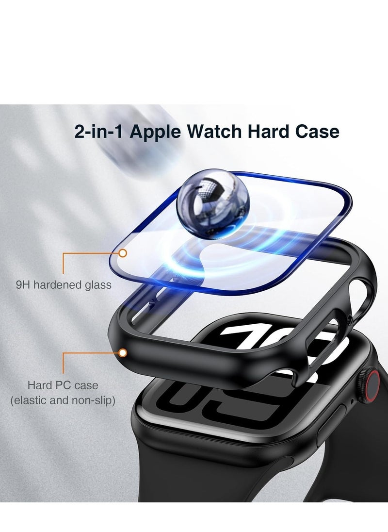 Generic Hard Case Compatible with Apple Watch Series 10 46mm(2024), with 9H Tempered Glass Screen Protector [360° Shockproof + Anti Scratch] Cover for iWatch S10 46mm-Black  - Image 5