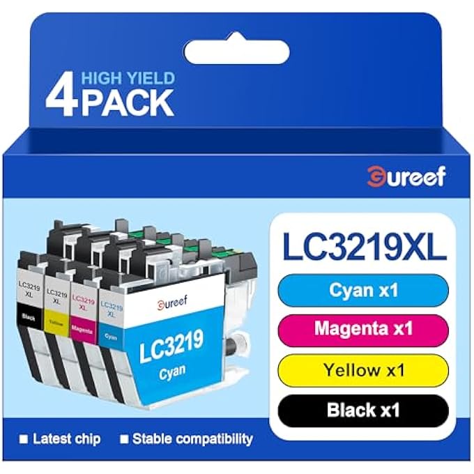 LC3219XL INK CARTRIDGES REPLACEMENT FOR BROTHER LC3219 XL LC3217 FOR BROTHER MFC-J5330DW MFC-J5335DW MFC-J5730DW MFC-J5930DW MFC-J6530DW MFC-J6930DW MFC-J6935DW (B/C/M/Y, 4-PACK) - Image 2
