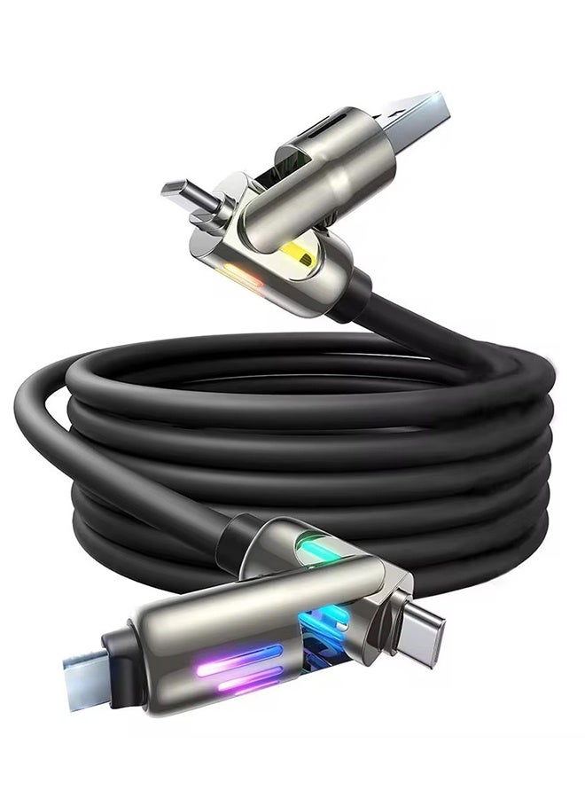 general 4 in 1 Charging Cable (6.6FT) with Light, 240W Fast Charging Cable, USB A/C to C/Lightning Multi Charging Cable for iPhone 16 15 14 13 12 Pro Max, MacBook, iPad, Samsung, Black - Image 1
