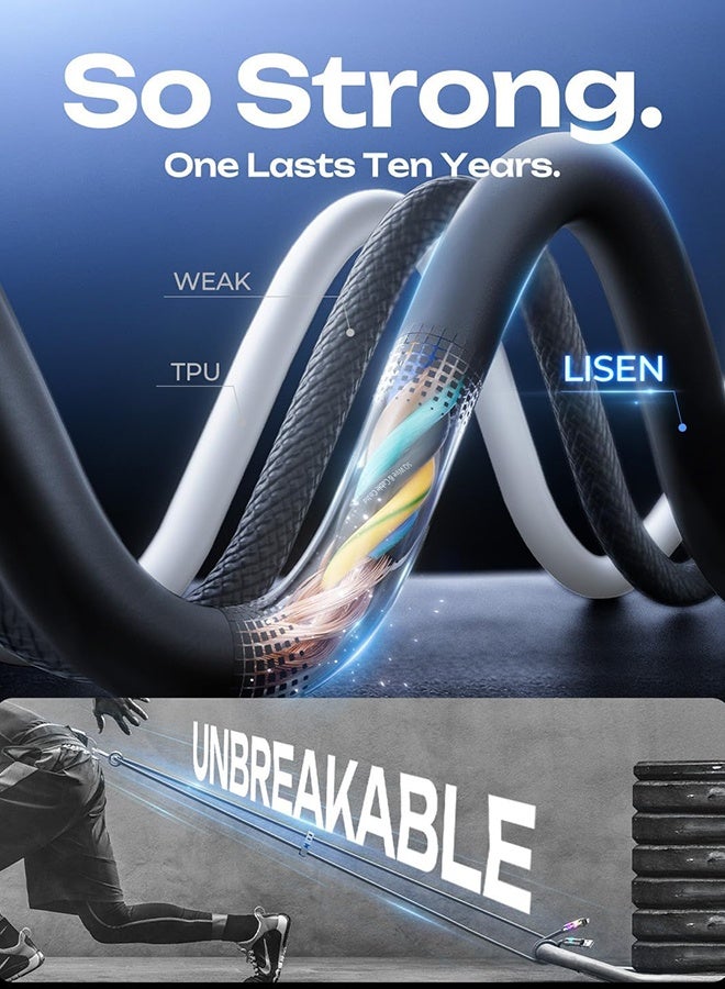 general 4 in 1 Charging Cable (6.6FT) with Light, 240W Fast Charging Cable, USB A/C to C/Lightning Multi Charging Cable for iPhone 16 15 14 13 12 Pro Max, MacBook, iPad, Samsung, Black - Image 5