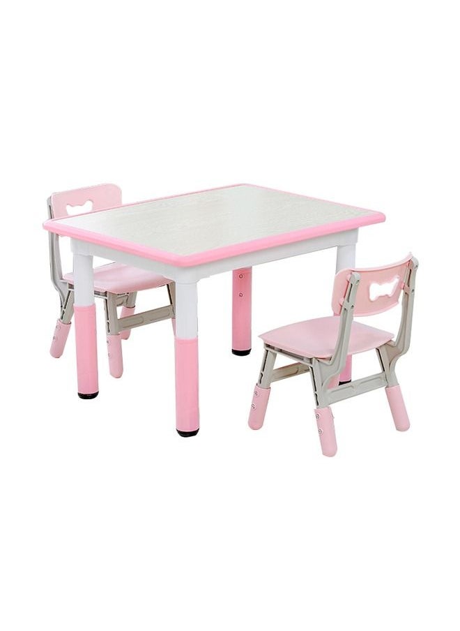JSAITOYS 3-Piece Rectangle Plastic Adjustable Deak Sets Children Study Activity Table And Chair Set Preschool Furniture  - Image 1