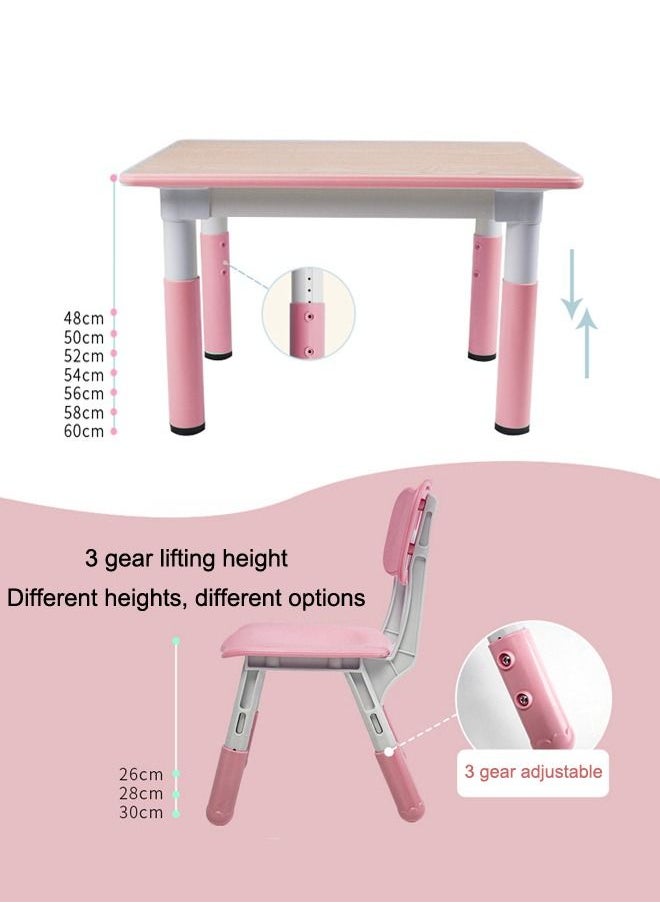 JSAITOYS 3-Piece Rectangle Plastic Adjustable Deak Sets Children Study Activity Table And Chair Set Preschool Furniture  - Image 3