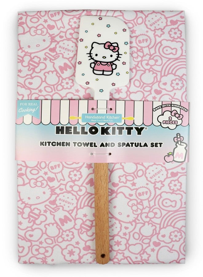 Handstand Kitchen Hello Kitty Sweet BFF Print Cotton Kitchen Towel and Spatula Set - Image 1