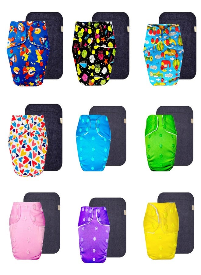حفاضات قماشية فاخرة من دمبلدو مع حشوة سوداء (عبوة من 9 قطع) | شعور بالجفاف والراحة | تهوية جيدة | سهلة التنظيف | تغيير حفاضات بدون قلق | من 3 أشهر إلى 3 سنوات | للجنسين - Image 1