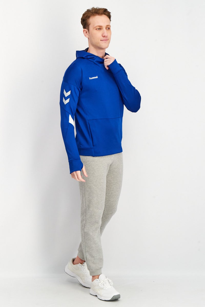 Hummel Men Sportswear Fit Hooded Long Sleeve Brand Logo Sweatshirt, Navy Combo - Image 3