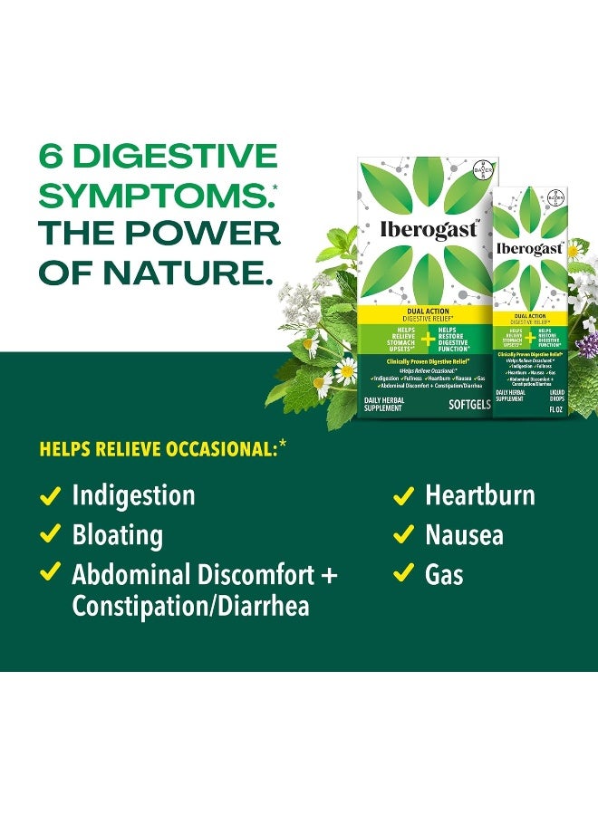 Iberogast Dual Action Digestive Relief, Daily Herbal Supplement, Supports Gut Health* Helps: Relieve Occasional Upset Stomach(bloating relief, nausea, heartburn, gas)+Restore Digestive Function* 30ct - Image 2