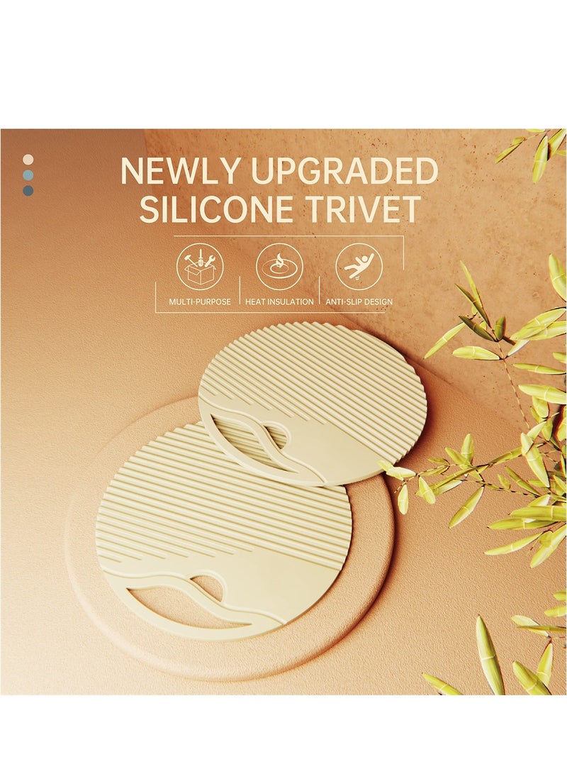 KASTWAVE Silicone Trivet Mats, 2Pcs Round Non-Stick Heat Resistant Trivet Mat Hot Pads for Kitchen Quartz Countertops Multipurpose Non-Slip Potholders Pot Holders Trivets for Hot Dishes Table Coasters - Image 3