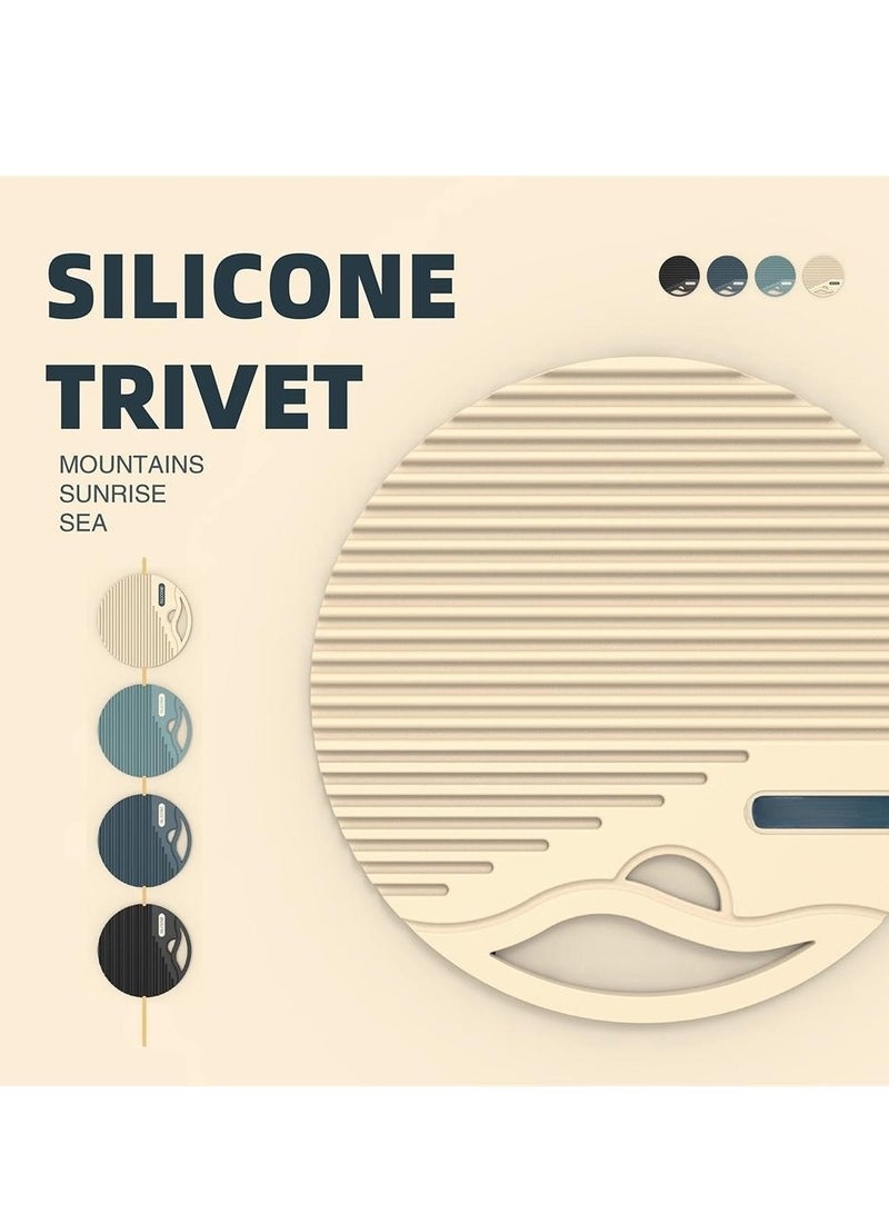 KASTWAVE Silicone Trivet Mats, 2Pcs Round Non-Stick Heat Resistant Trivet Mat Hot Pads for Kitchen Quartz Countertops Multipurpose Non-Slip Potholders Pot Holders Trivets for Hot Dishes Table Coasters - Image 2