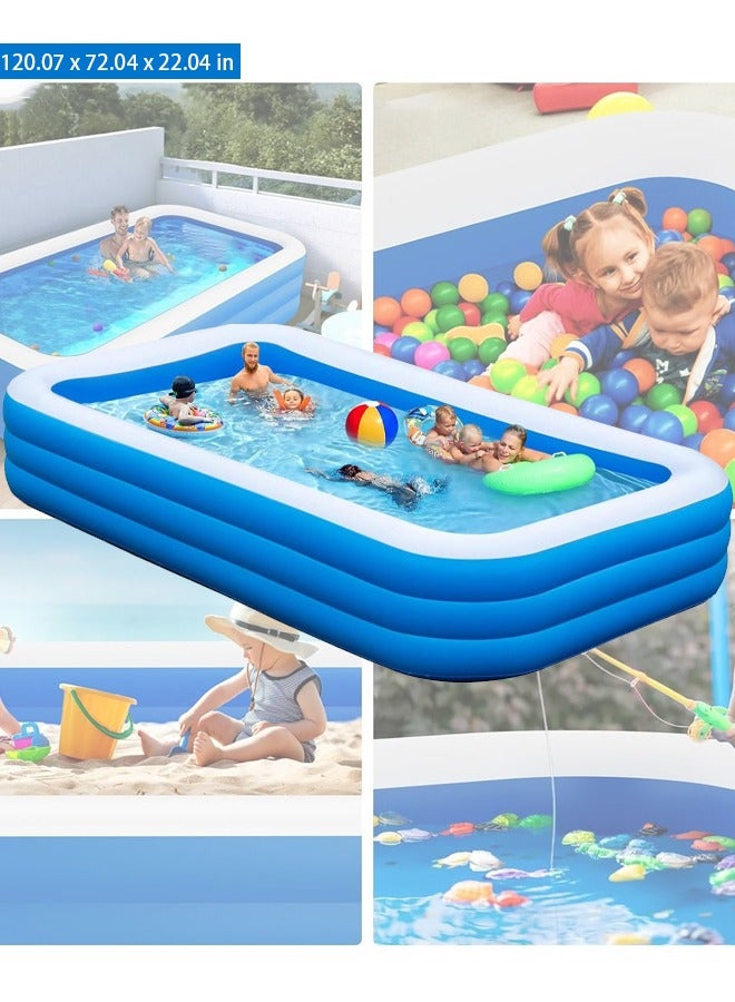 Inflatable Swimming Pool Large Blow up Pool Above Ground Swimming Pool for Family Pools for Kid 120.07 x 72.04 x 22.04" Full-Sized Inflatable Pool for Toddler for Outdoors Backyard - Image 1