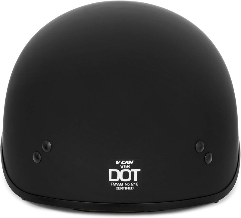 VCAN Cruiser Solid Flat Black Half Face Motorcycle Helmet with Drop-Down Sun Visor - Image 5