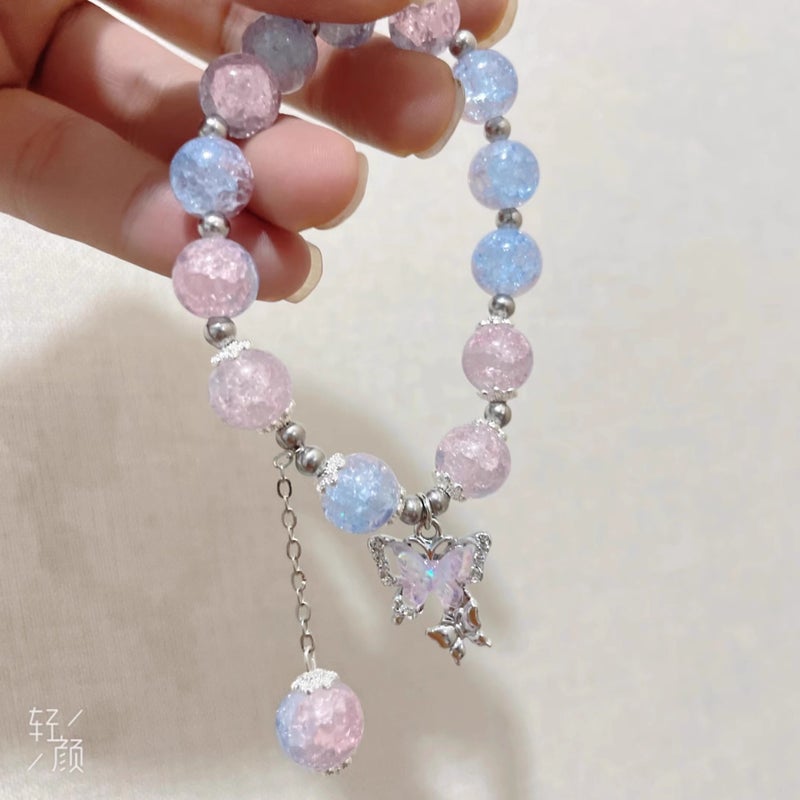 Floral Butterfly Bracelet Ins Niche Coloured Glaze Bracelet For Best Friends And Students Party High-Value Gifts For Children And Women - Image 4