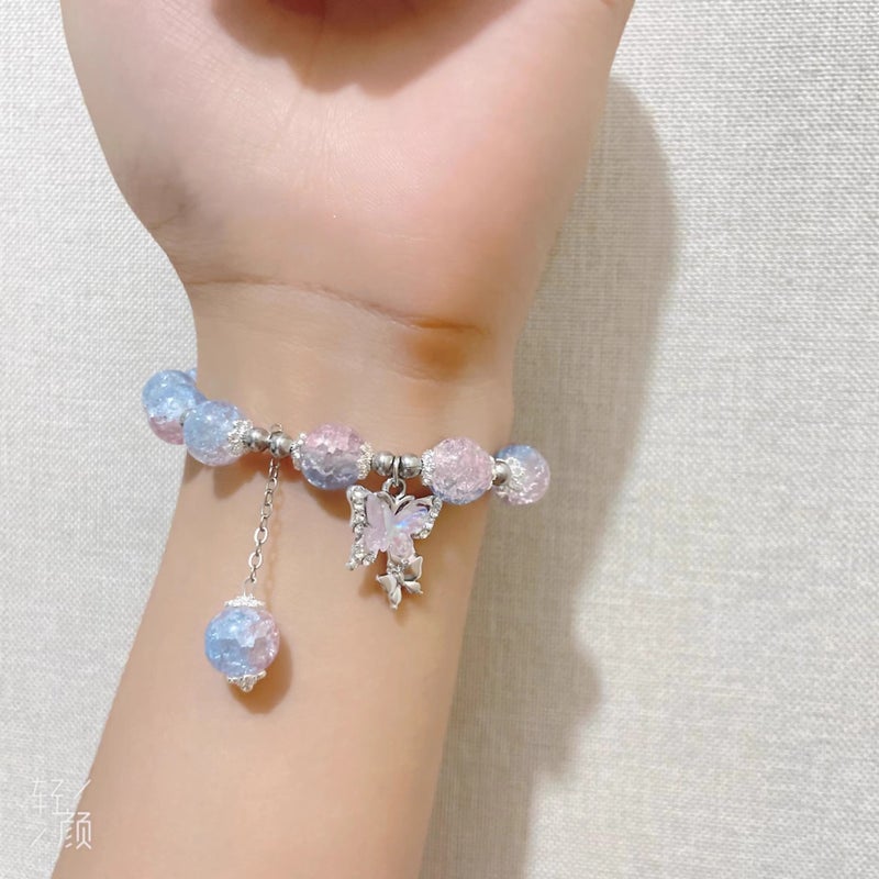 Floral Butterfly Bracelet Ins Niche Coloured Glaze Bracelet For Best Friends And Students Party High-Value Gifts For Children And Women - Image 3