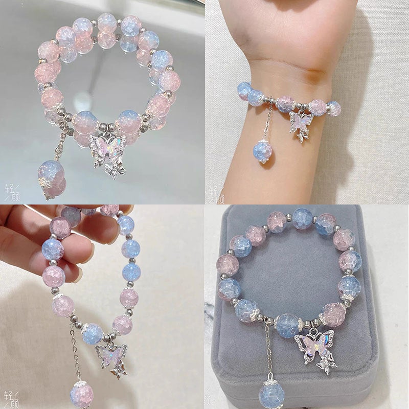 Floral Butterfly Bracelet Ins Niche Coloured Glaze Bracelet For Best Friends And Students Party High-Value Gifts For Children And Women - Image 2