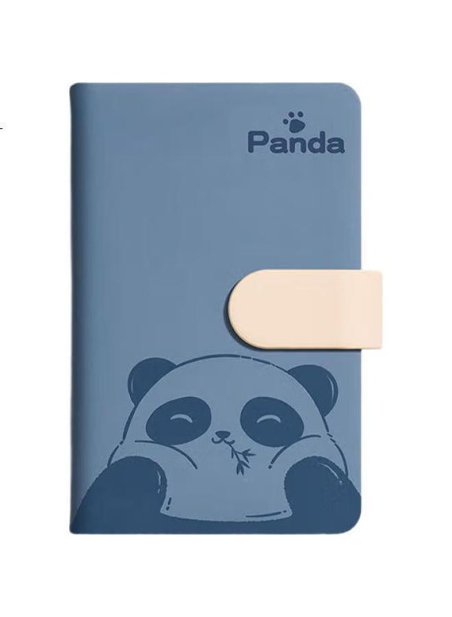 Ujia Panda Mini Notebook A6, Portable Diary, Creative Thickened Cute Cartoon Stationery, Pocket Notebook, Customizable For Businesses, Horizontal Lines, Gray-Blue - Image 2