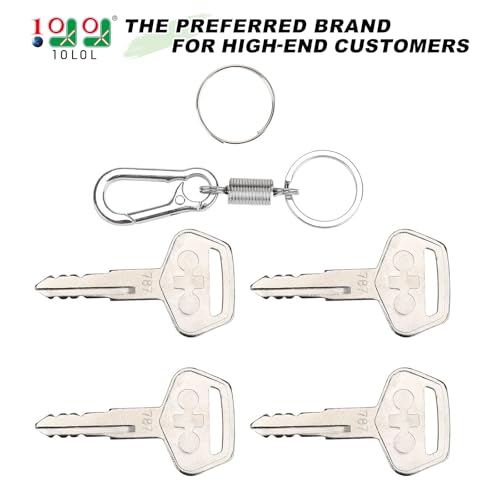 10L0L 4PCS 787 Ignition Keys with Keychain for Heavy Equipment Excavator Backhoe Dozer Komatsu, Kalmar, Dressta, Sakai - Image 2