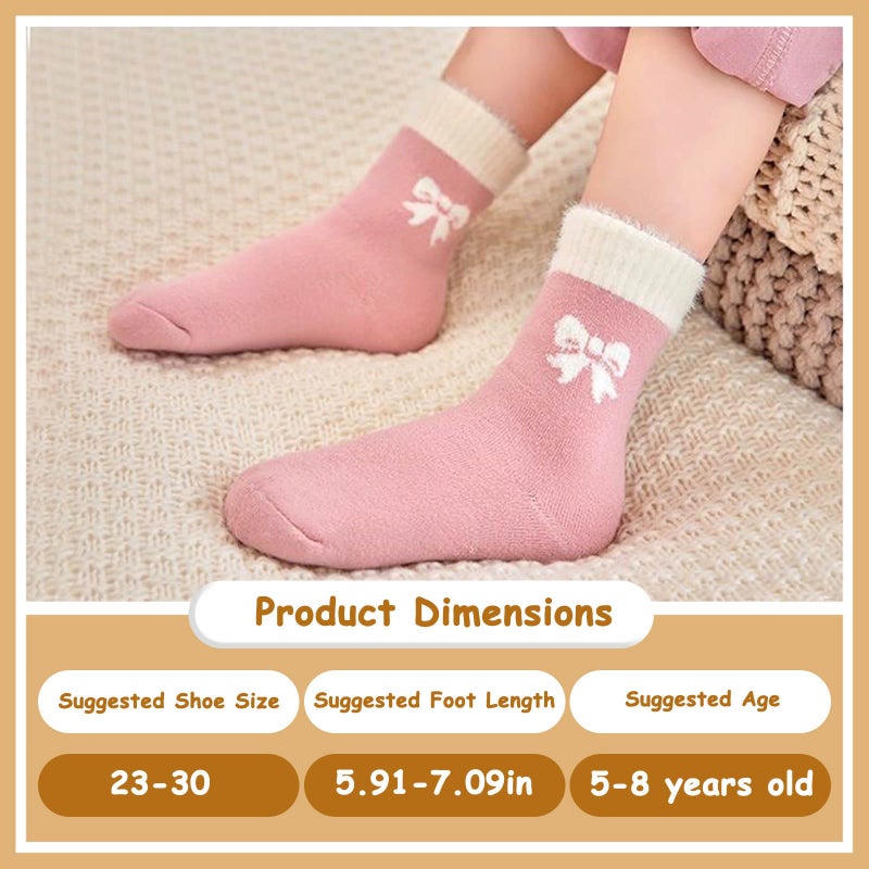 YINXIANJIN 5Packs Girls Kids Toddler Winter Socks Non Slip Fuzzy Thick Thermal Cozy Fluffy Crew Cabin Soft Warm Socks (US, Age, 5 Years, 8 Years) - Image 3
