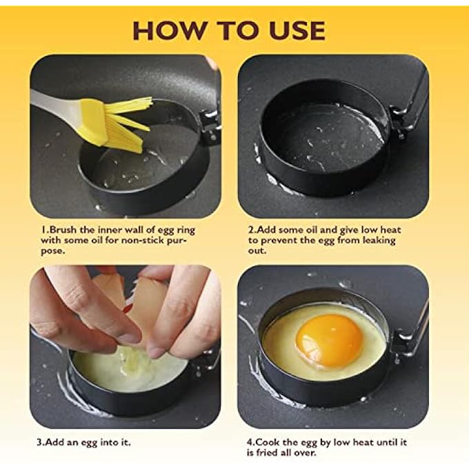 KRGMNHR Stainless Steel Egg Ring 2 Pack Nonstick Egg Maker Rings For Frying Eggs And Egg Mcmuffins Egg Shaper For Frying Pan Cooking Egg Molds For Griddle Egg Circles For Breakfast Sandwich Burger - Image 4