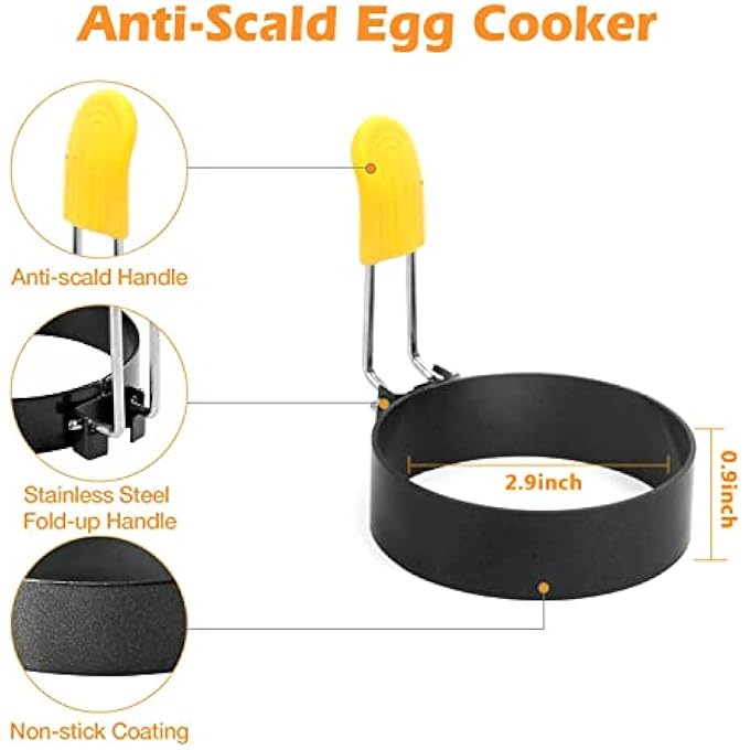 KRGMNHR Stainless Steel Egg Ring 2 Pack Nonstick Egg Maker Rings For Frying Eggs And Egg Mcmuffins Egg Shaper For Frying Pan Cooking Egg Molds For Griddle Egg Circles For Breakfast Sandwich Burger - Image 3