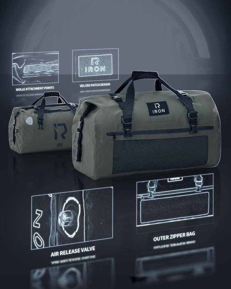 BORLENI حقيبة خلفية للدراجات النارية من بورليني مقاومة للماء - حقيبة سفر 70 لتر زيتوني - Image 3