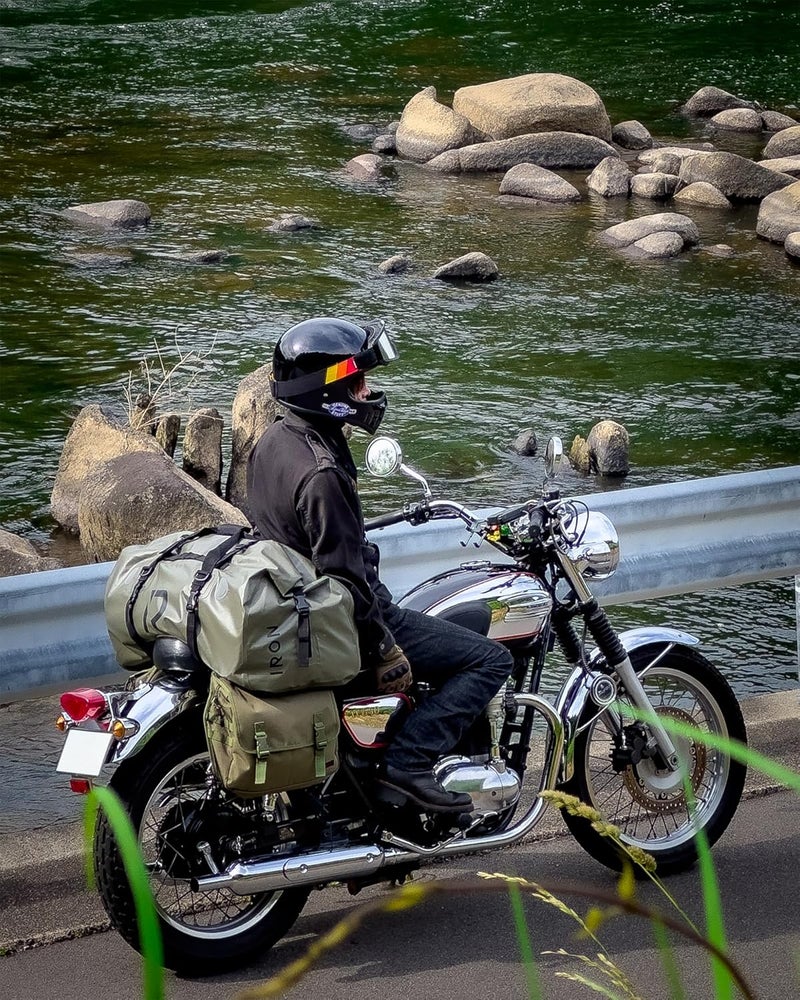 BORLENI حقيبة خلفية للدراجات النارية من بورليني مقاومة للماء - حقيبة سفر 70 لتر زيتوني - Image 2