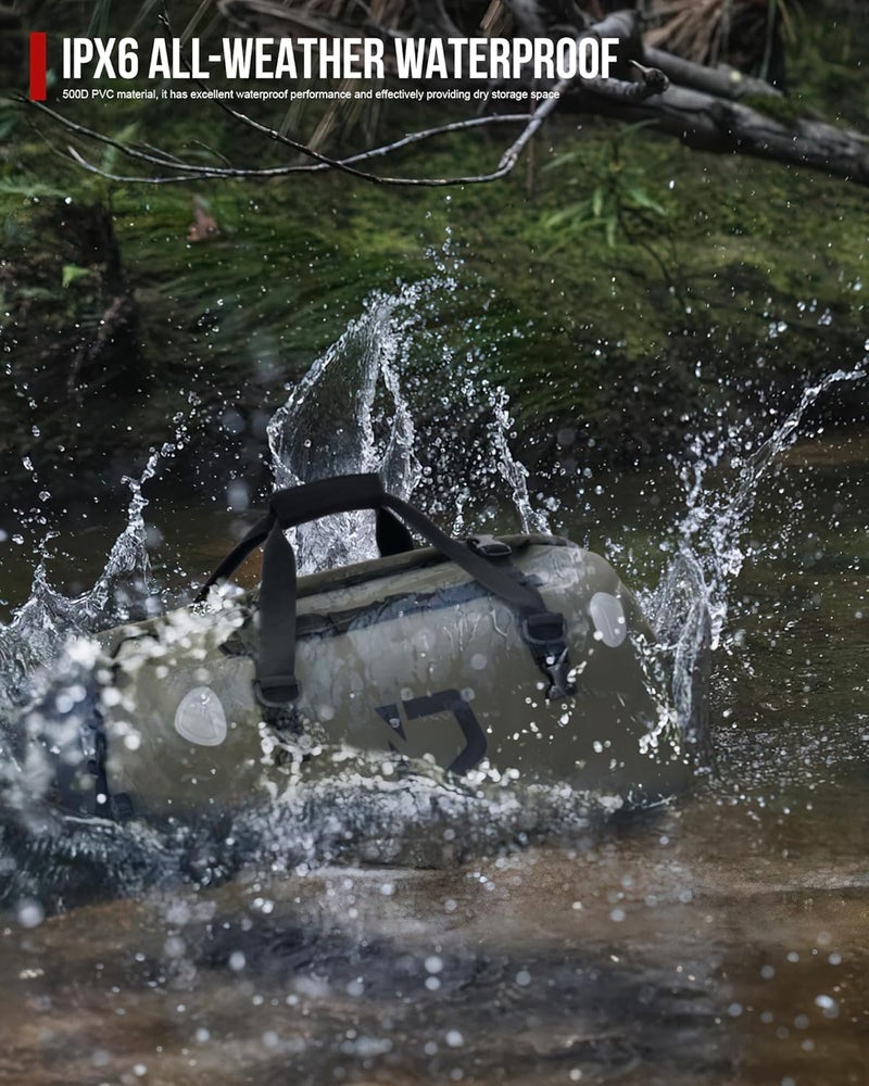 BORLENI حقيبة خلفية للدراجات النارية من بورليني مقاومة للماء - حقيبة سفر 70 لتر زيتوني - Image 4