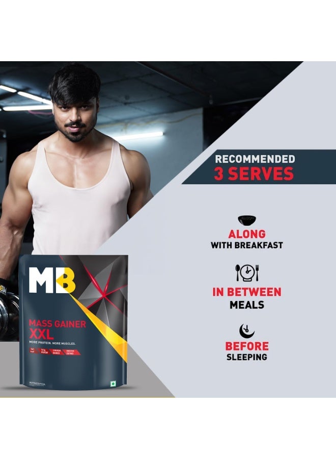MuscleBlaze Mass Gainer XXL Powder, Chocolate (10 Servings, 1kg / 2.2lbs) | 18g Protein, 70g Carbs per Scoop | With Complex Carbs, High Protein & Digestive Enzymes - Image 4