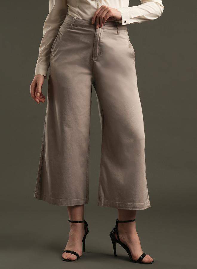 Globus Satin Stretchable Mid-Rise Relaxed Fit Trousers - Image 1