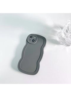 Ins Niche Wind Wave Edge IPhone16/15Pro Max Apple 14/13 Mobile Phone Case Soft Case-Color:KD Oil Injection Wavy Edge Gray-Applicable Model:12pro (without Packaging)