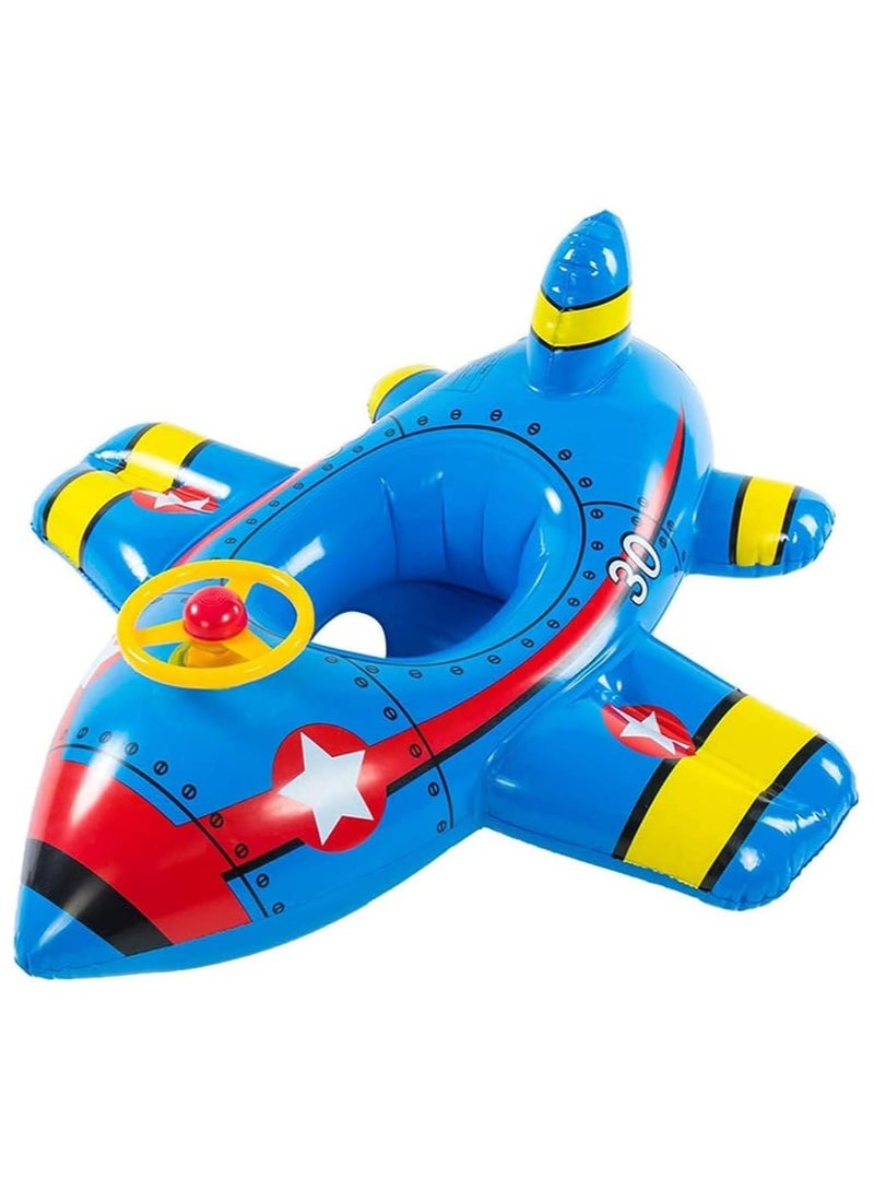 TOMSHOO Baby Swim Float,Inflatable Baby Swimming Float,Airplane Infant Pool Float,Airplane Shape Swimming Ring,Cartoon Design Swim Float,Children Inflatable Swimming Ring for 1-6 years old （Blue） - Image 1