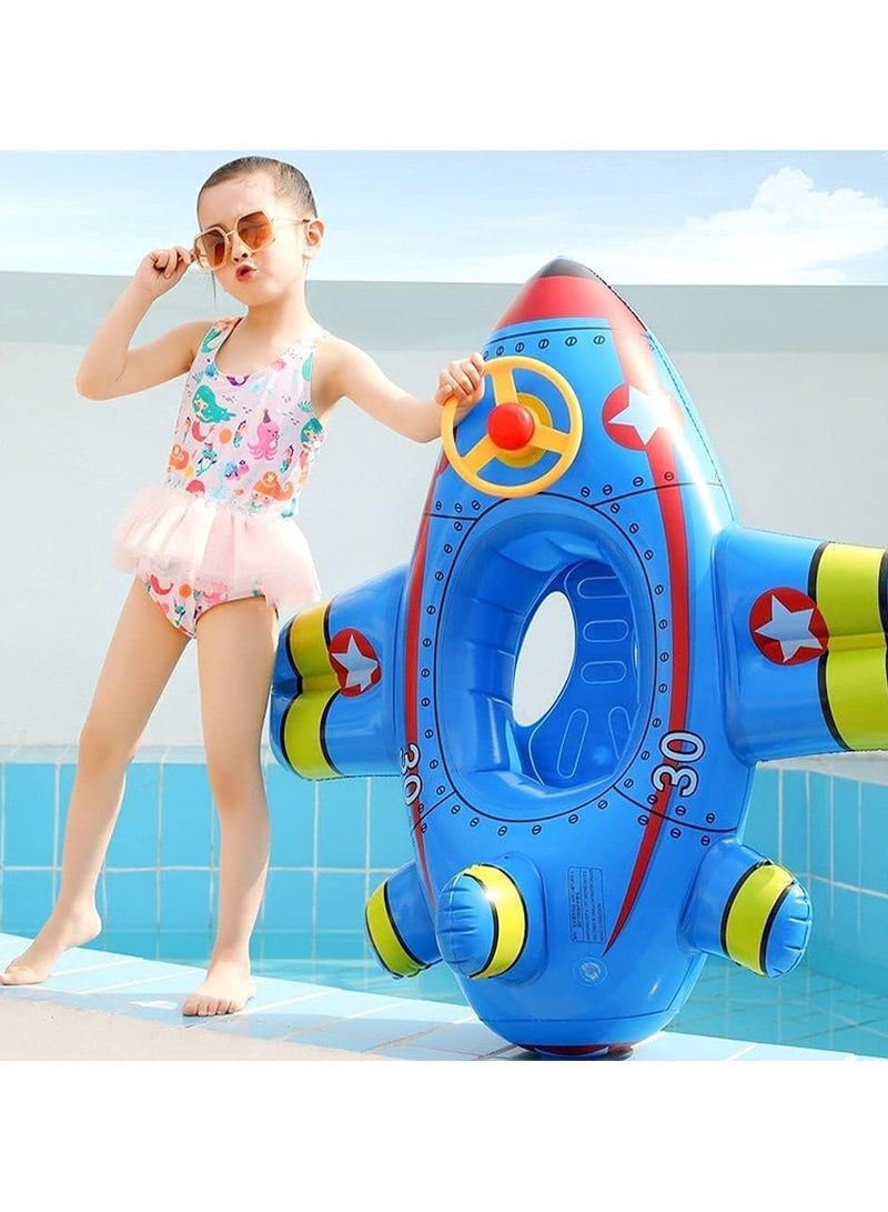 TOMSHOO Baby Swim Float,Inflatable Baby Swimming Float,Airplane Infant Pool Float,Airplane Shape Swimming Ring,Cartoon Design Swim Float,Children Inflatable Swimming Ring for 1-6 years old （Blue） - Image 4