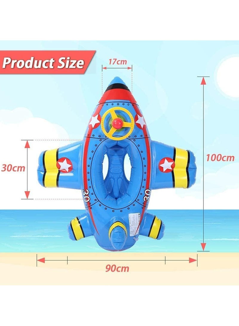 TOMSHOO Baby Swim Float,Inflatable Baby Swimming Float,Airplane Infant Pool Float,Airplane Shape Swimming Ring,Cartoon Design Swim Float,Children Inflatable Swimming Ring for 1-6 years old （Blue） - Image 5