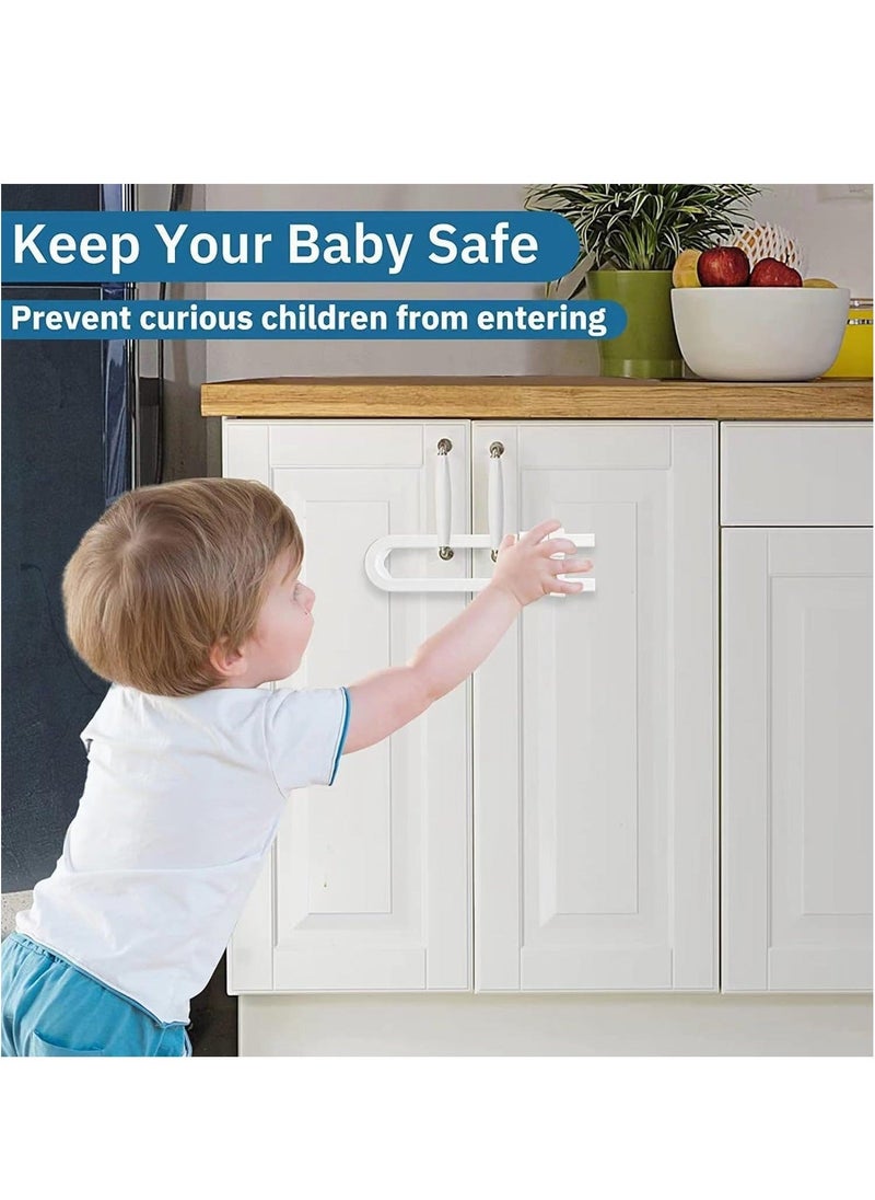 4Pcs Cupboard Locks Child Proof Locks U Shaped for Kitchen Bathroom Storage Doors Knobs and Handles No Tools No Drilling - Image 3