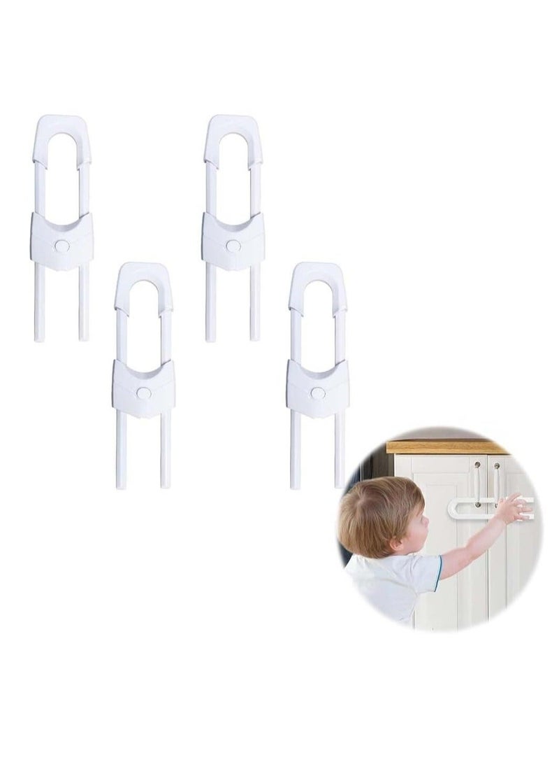 4Pcs Cupboard Locks Child Proof Locks U Shaped for Kitchen Bathroom Storage Doors Knobs and Handles No Tools No Drilling - Image 1