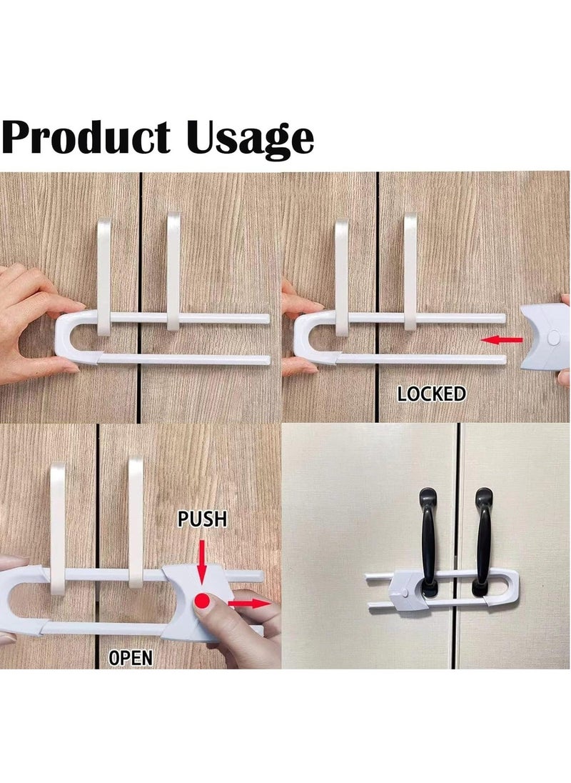 4Pcs Cupboard Locks Child Proof Locks U Shaped for Kitchen Bathroom Storage Doors Knobs and Handles No Tools No Drilling - Image 5