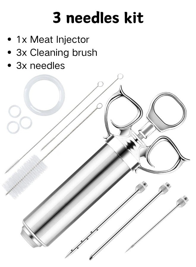 DOUGEI Meat Injector Syringe Kit, 60ml Large Capacity Marinade Turkey Injector with 3pcs Stainless Steel Marinade Injector Needles for BBQ Grill Smoker & Brisket - Image 2