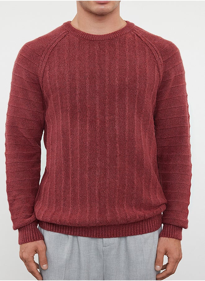 trendyol Dusty Rose Regular Crew Neck Textured Knitwear Sweater TMNAW25KZ00034  - Image 3