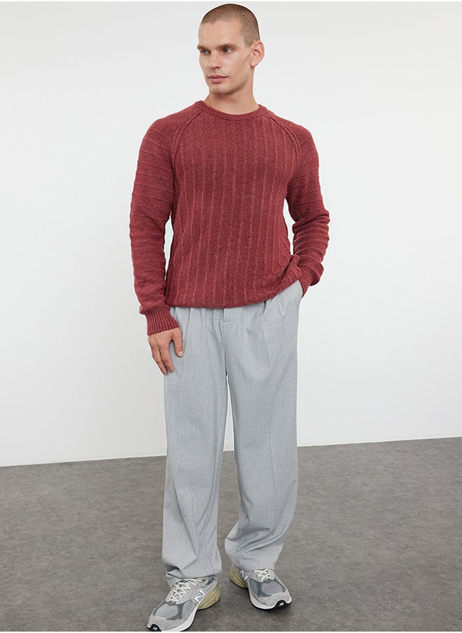 trendyol Dusty Rose Regular Crew Neck Textured Knitwear Sweater TMNAW25KZ00034  - Image 2